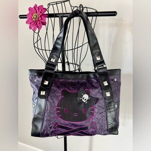 New Gothic Hello Kitty Purple & Black Skull Skeleton Hand Bag Purse